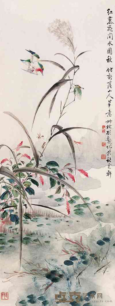 顾钧 花鸟图 立轴 102×38cm